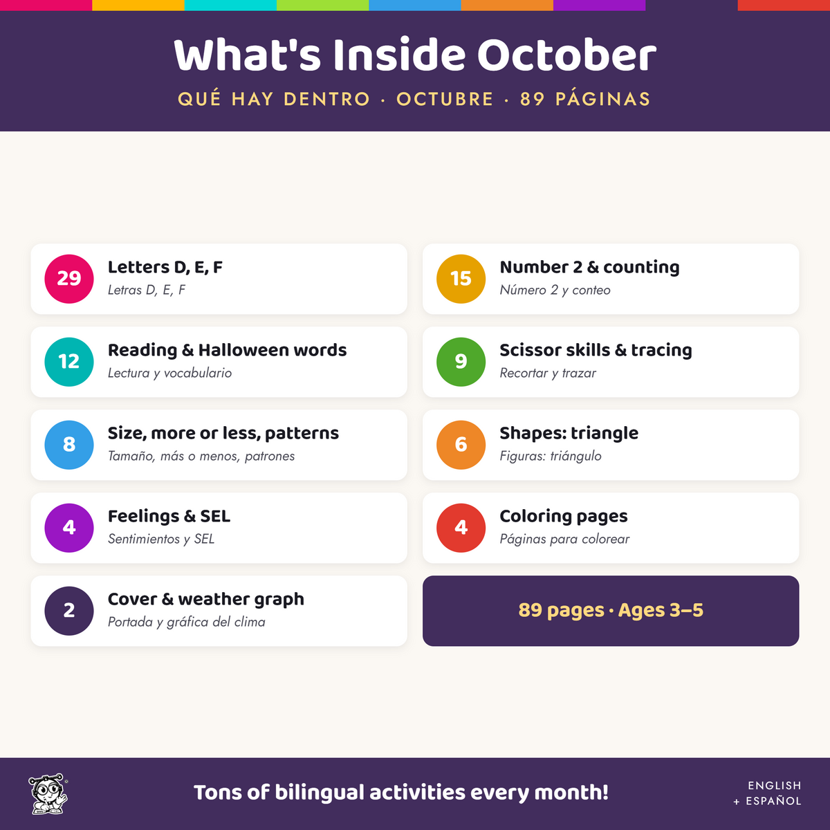 Free October Pre-K Bilingual Activity Kit (90 Pages) | English + Español