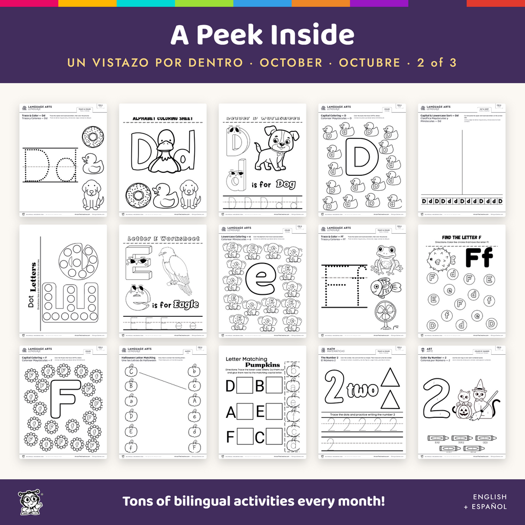 Free October Pre-K Bilingual Activity Kit (90 Pages) | English + Español