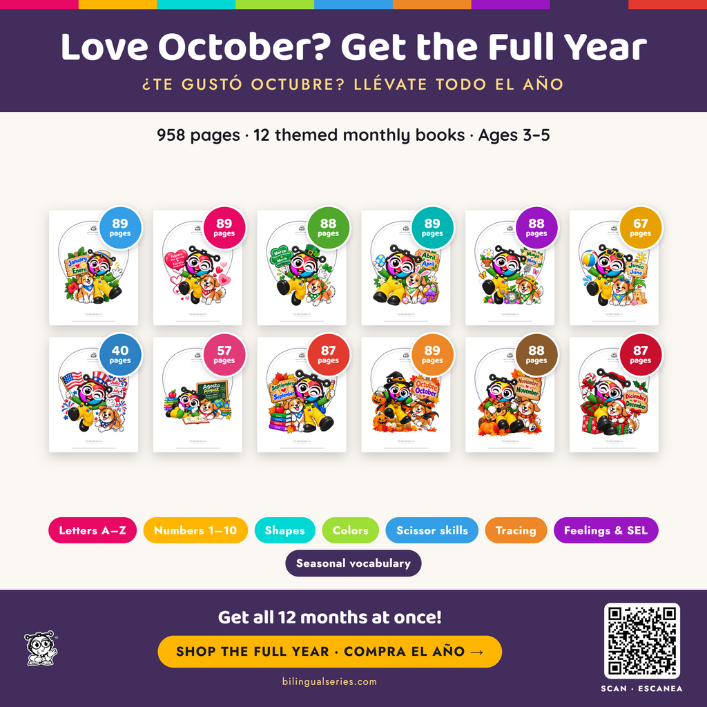 Free October Pre-K Bilingual Activity Kit (90 Pages) | English + Español