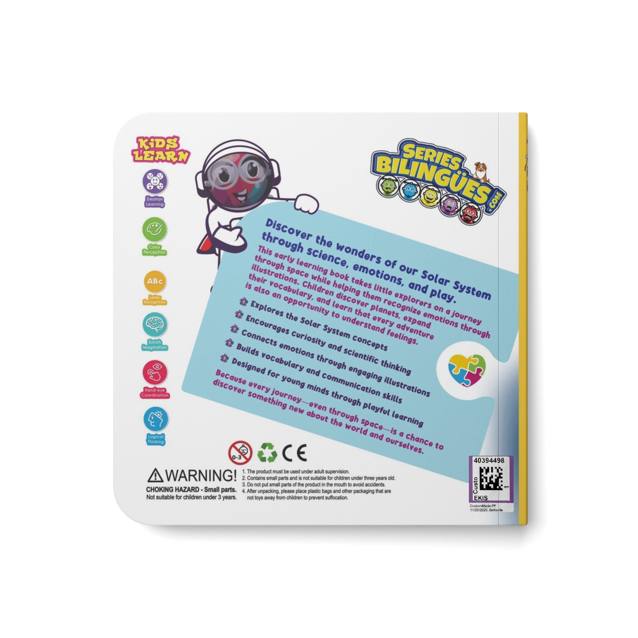 Solar System Board Book | Emotions & Bilingual Learning | Early Learners Baby Book - AhvianTheCreative Bilingual Series