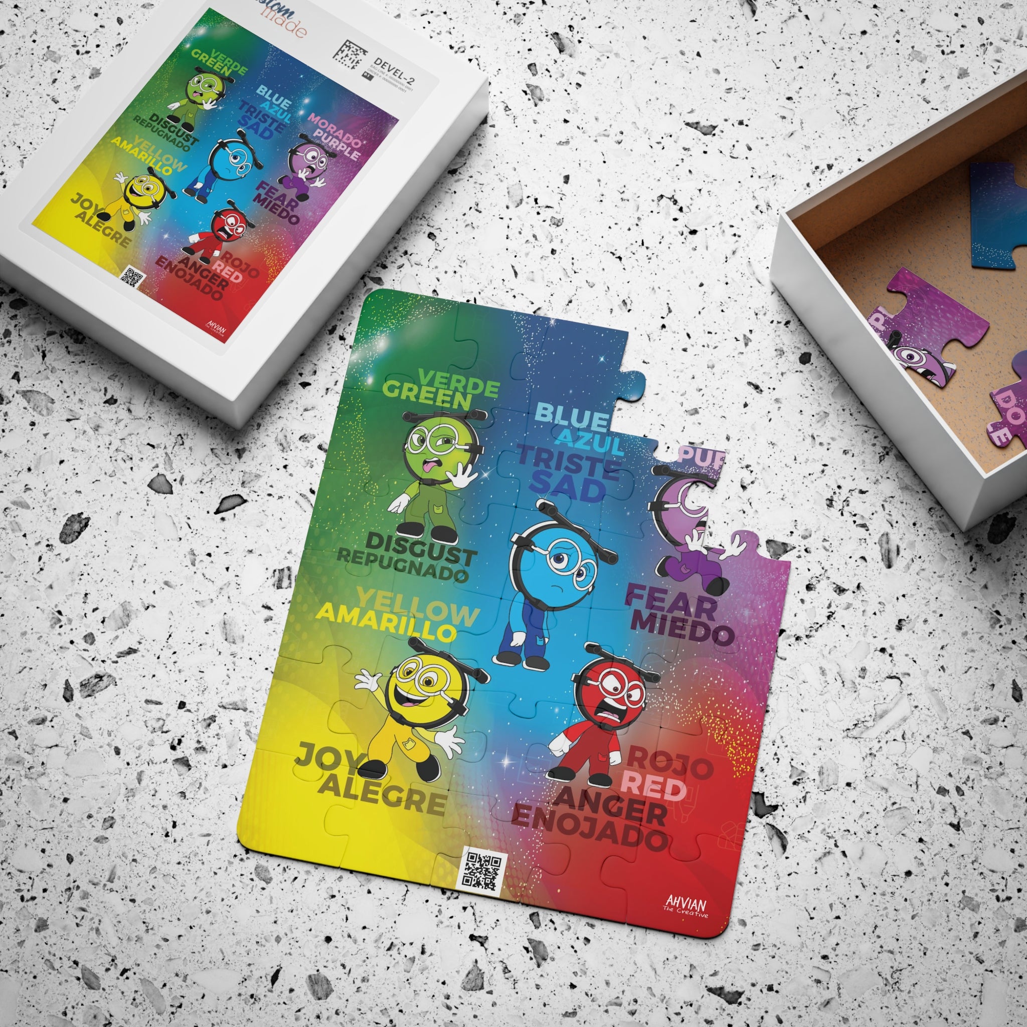 Bilingual Kids' Puzzle, Emotions & Feelings in Spanish/ English,  Español e Inglés (30-Piece)