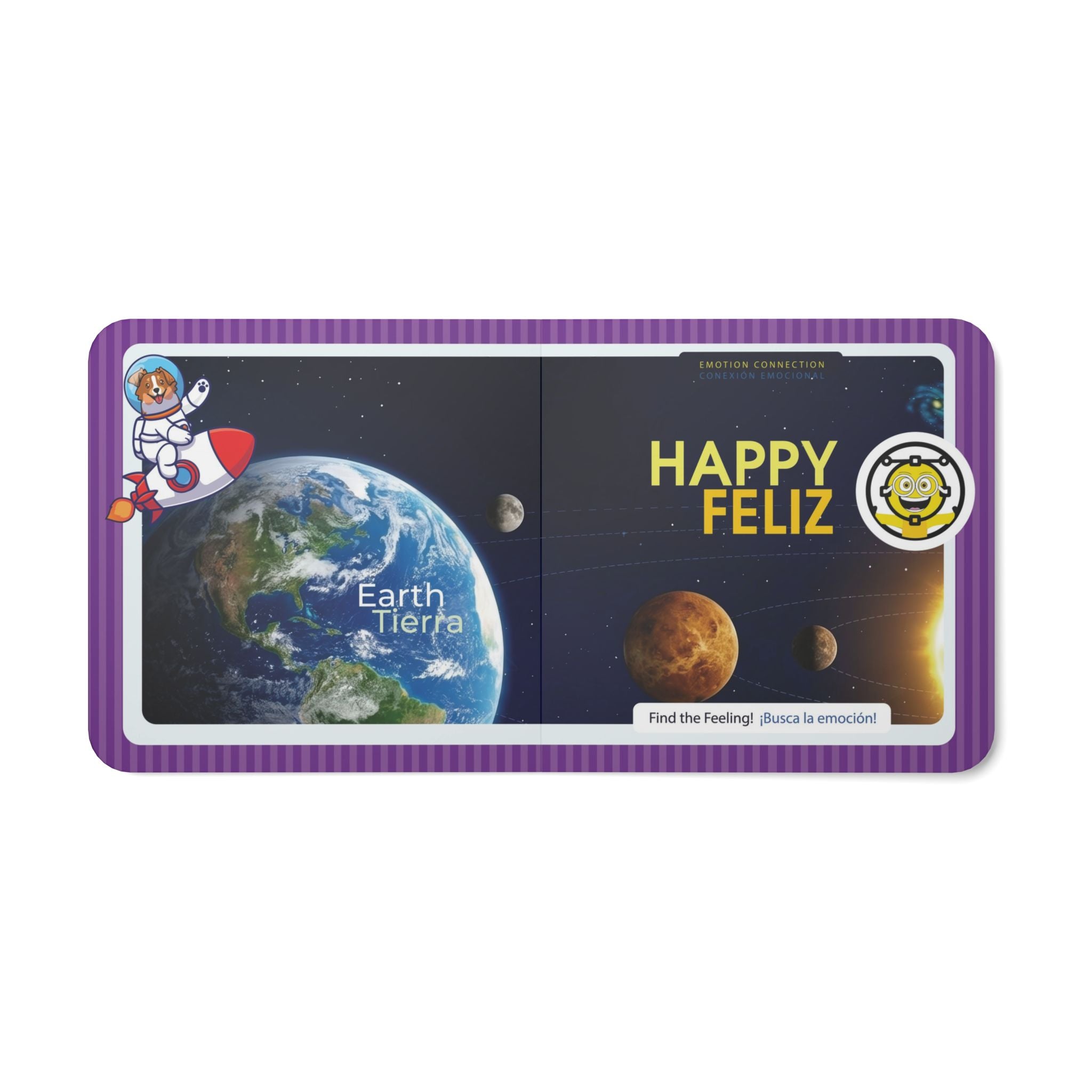Solar System Board Book | Emotions & Bilingual Learning | Early Learners Baby Book - AhvianTheCreative Bilingual Series