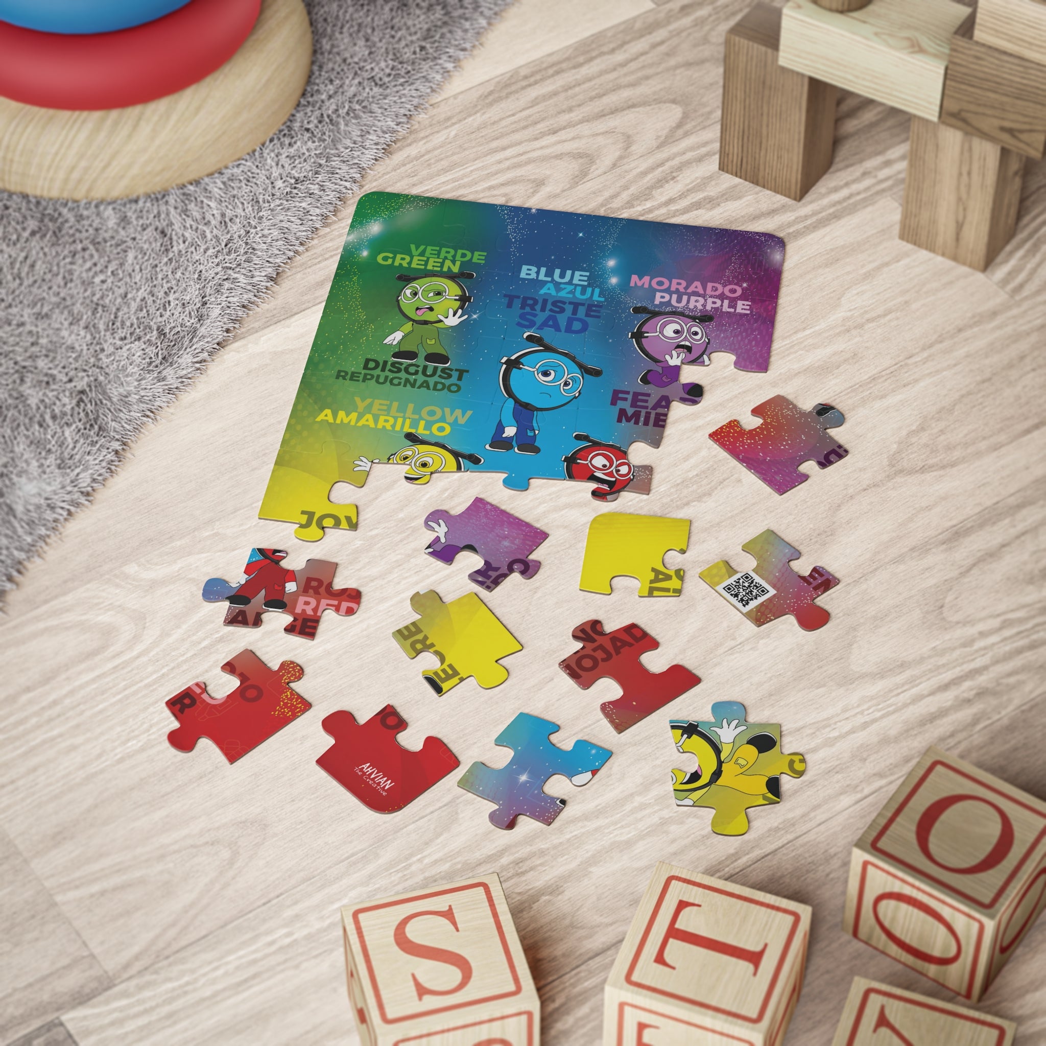 Bilingual Kids' Puzzle, Emotions & Feelings in Spanish/ English,  Español e Inglés (30-Piece)