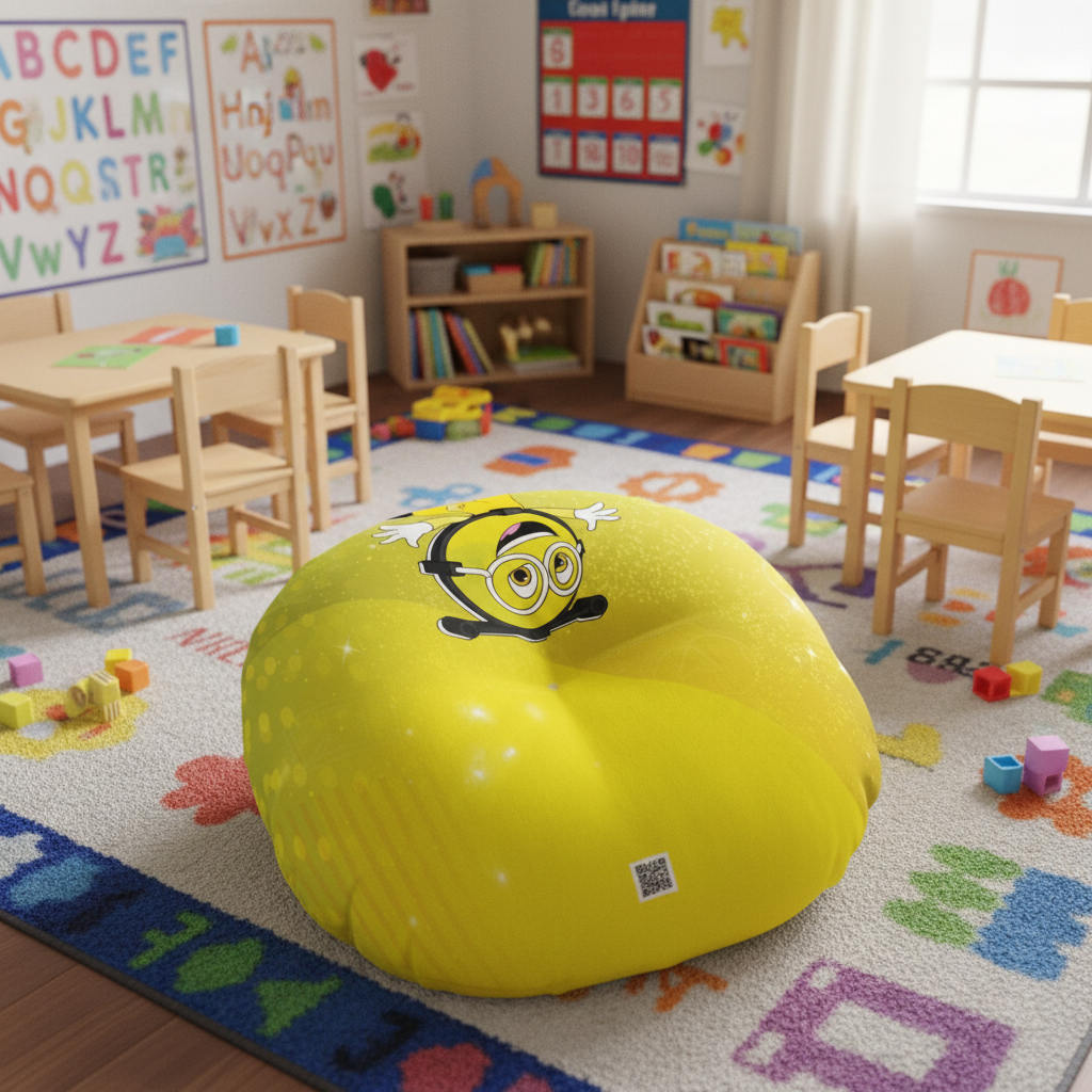 Tufted Floor Pillow, Round - Corner Learning for Teachers- about Emotions  - For teachers & psychologists, schools