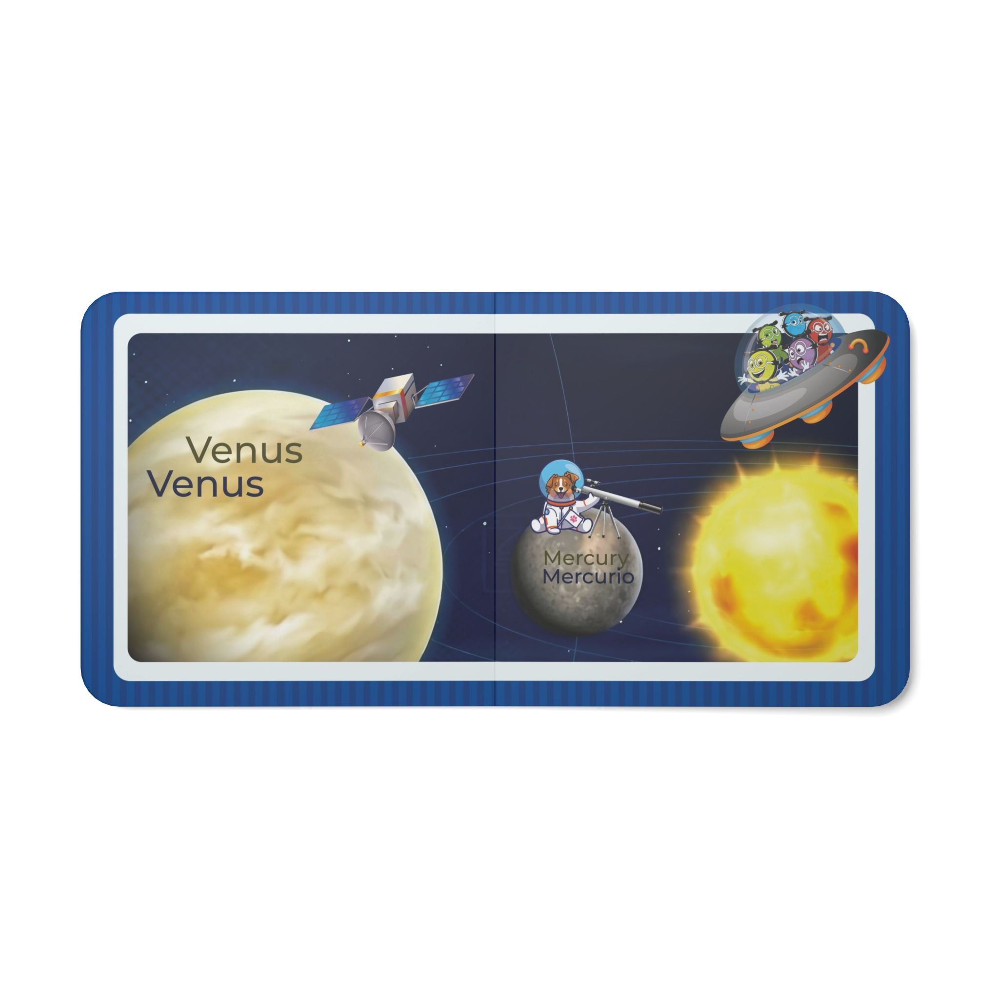 Solar System Board Book | Emotions & Bilingual Learning | Early Learners Baby Book - AhvianTheCreative Bilingual Series
