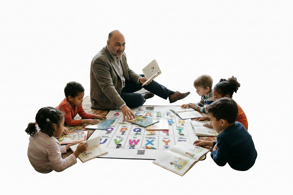 Roll-up Floor Blanket Water-Resistant-Bilingual Alphabet - with strap & buckles to carry