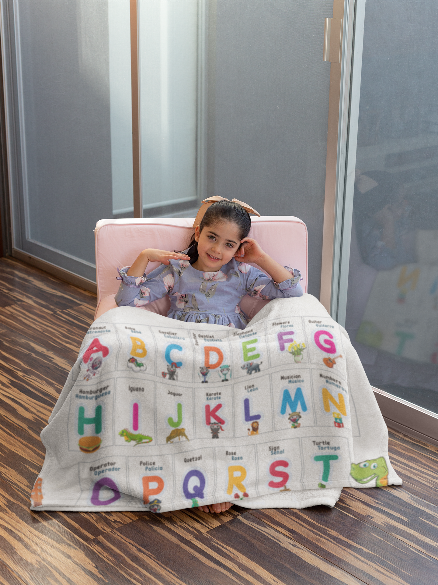 Velveteen Plush Blanket- Bilingual Alphabet - Abecedario en Español e Ingles