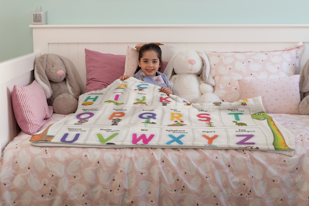 Velveteen Plush Blanket- Bilingual Alphabet - Abecedario en Español e Ingles