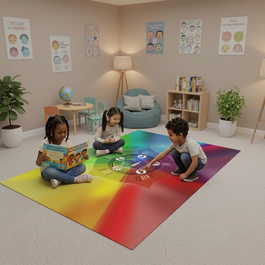 Social & Emotional Learning (SEL) Carpet Curriculum Support "English/Spanish" - Clinics, Libraries, Playroom "5 ft × 7 ft" Huge Carpet Mat