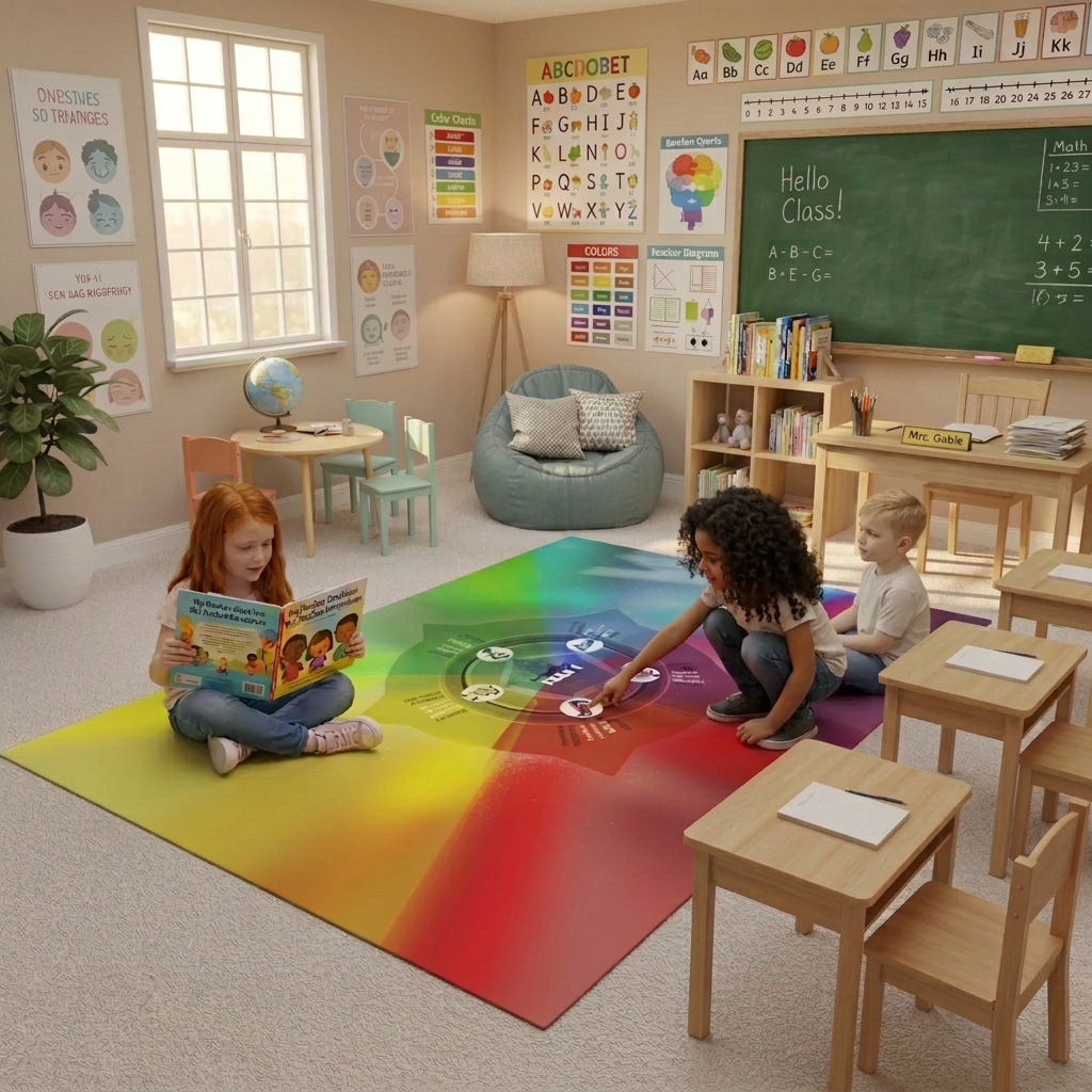 Social & Emotional Learning (SEL) Carpet Curriculum Support "English/Spanish" - Clinics, Libraries, Playroom "5 ft × 7 ft" Huge Carpet Mat