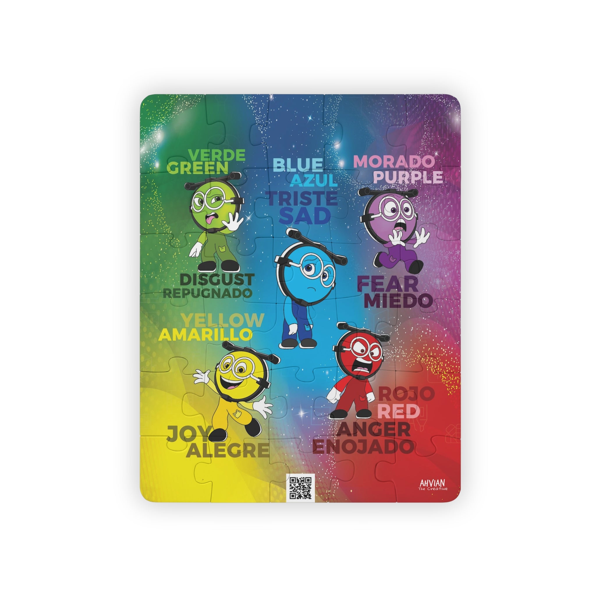 Bilingual Kids' Puzzle, Emotions & Feelings in Spanish/ English,  Español e Inglés (30-Piece)