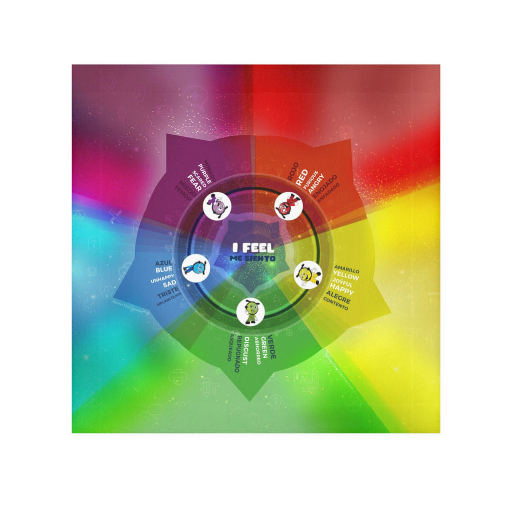Emotions Learning Towel Bilingual Feelings Wheel (Classroom & Calm Down Tool)