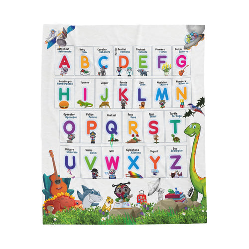 Velveteen Plush Blanket- Bilingual Alphabet - Abecedario en Español e Ingles