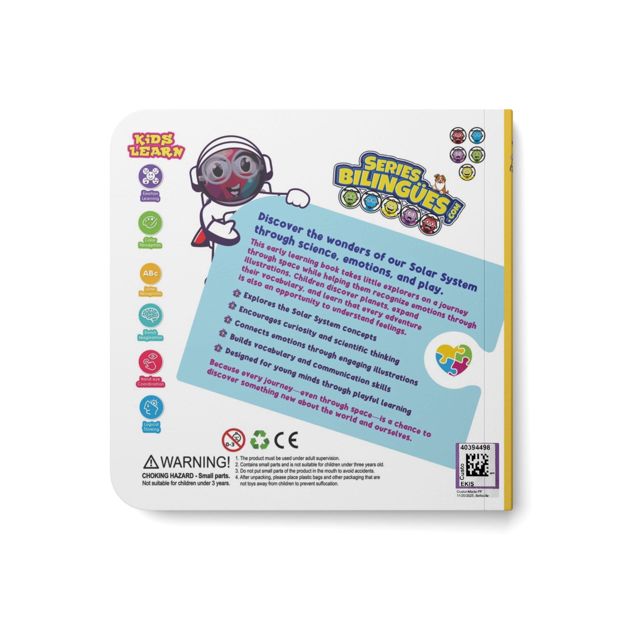 Solar System Board Book | Emotions & Bilingual Learning | Early Learners Baby Book - AhvianTheCreative Bilingual Series
