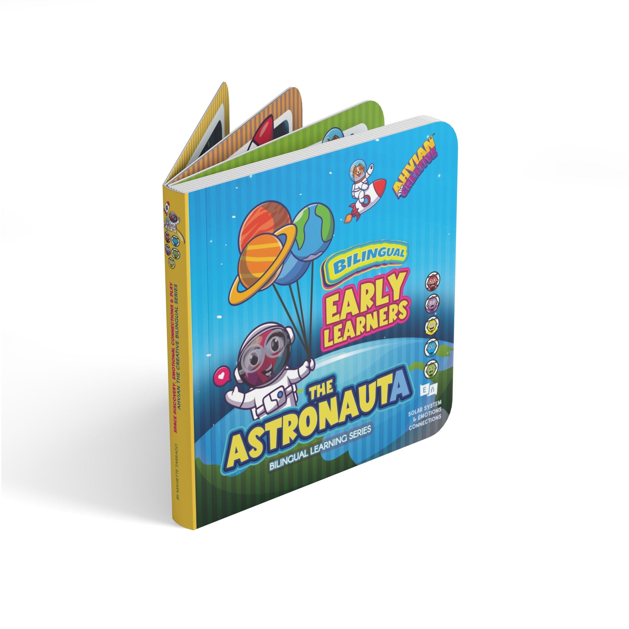 Solar System Board Book | Emotions & Bilingual Learning | Early Learners Baby Book - AhvianTheCreative Bilingual Series