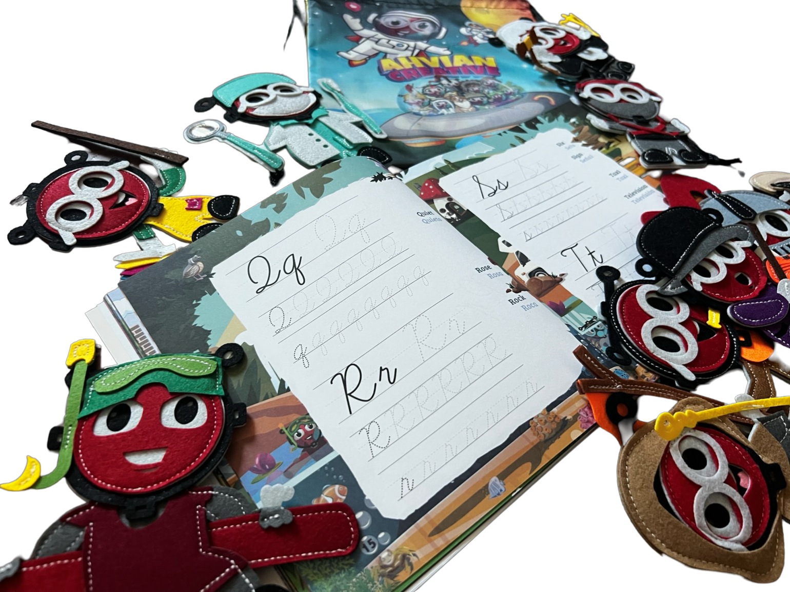 Writing Cursive Activity Bilingual Book + Finger Puppets