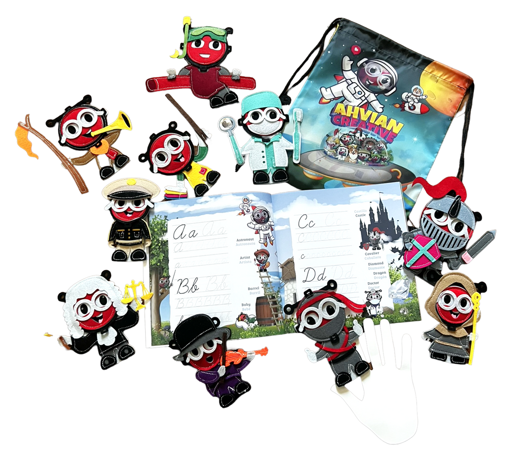Writing Cursive Activity Bilingual Book + Finger Puppets