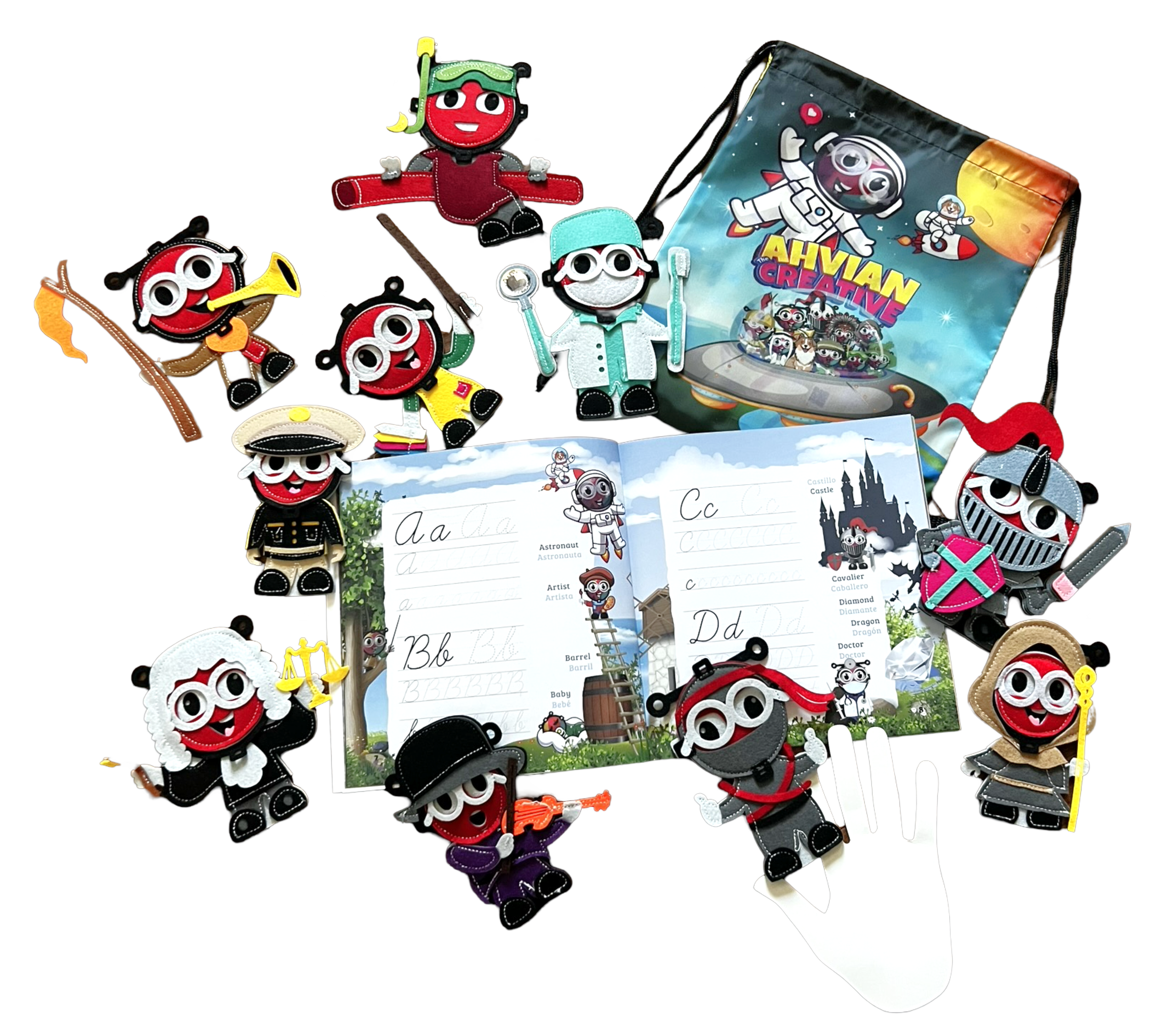 Writing Cursive Activity Bilingual Book + Finger Puppets