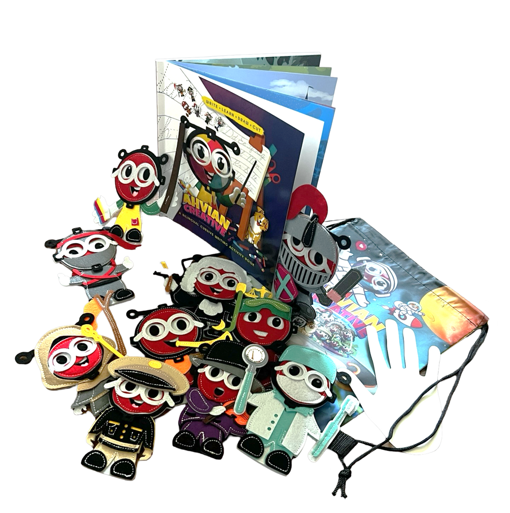 Writing Cursive Activity Bilingual Book + Finger Puppets