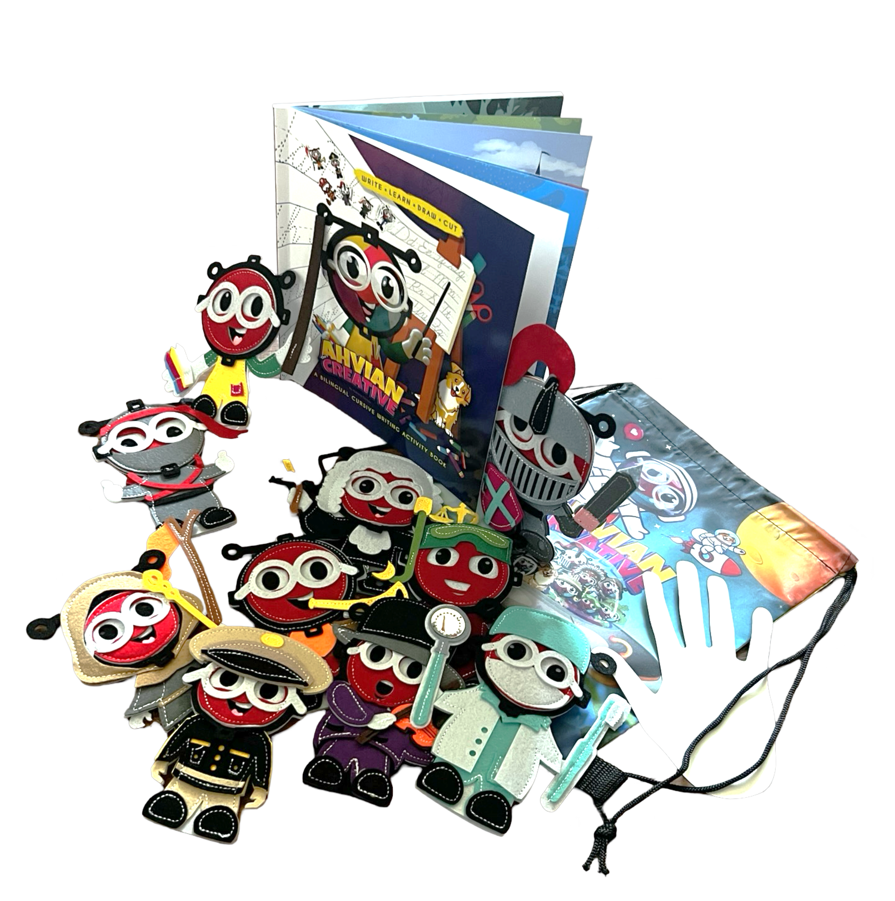 Writing Cursive Activity Bilingual Book + Finger Puppets