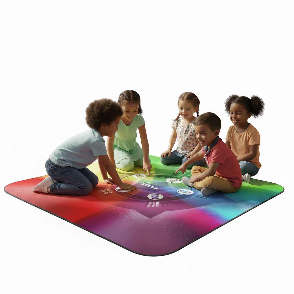 Rolls up Floor Blanket - Bilingual Social Emotional Learning Sensory/Rug with Strap & Buckles to Carry
